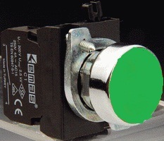 Кнопка нажимная круглая зеленая CM202DY (2НЗ)